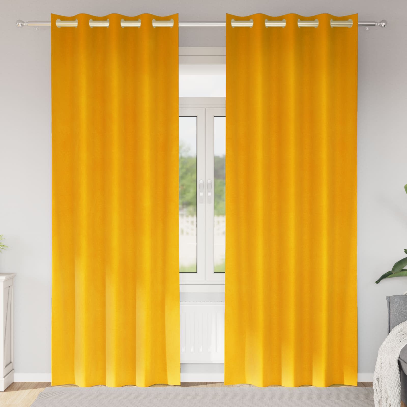 Verdunkelungsvorhänge 2 stk. Senfgelb 140 x 245 cm Samt