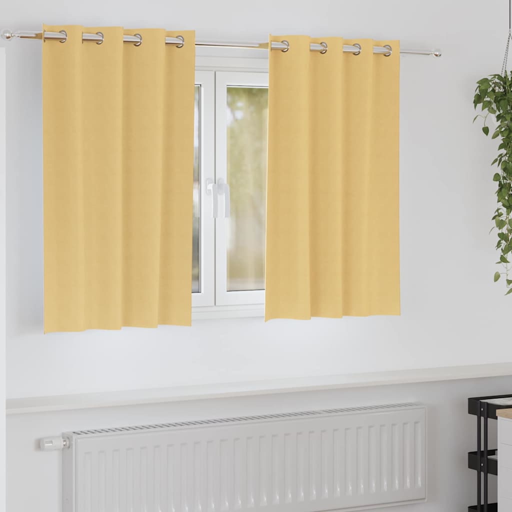 Verdunkelungs-Vorhänge mit Ringen 2 stk. Beige 140 x 140 cm