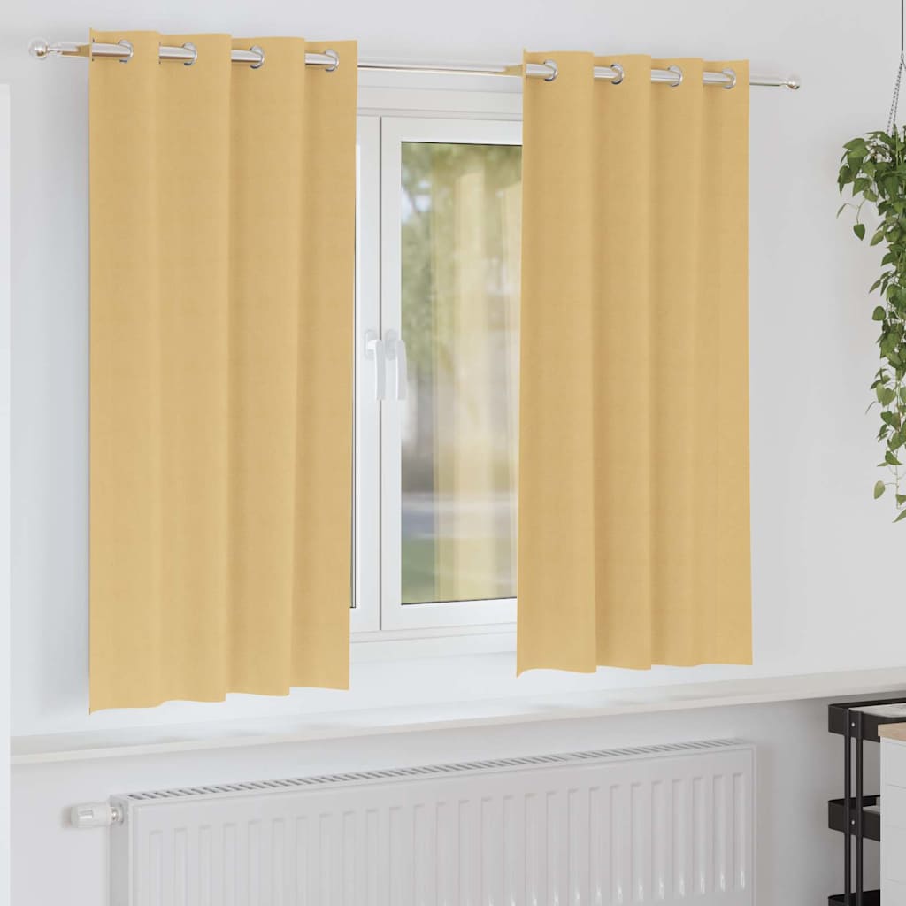 Verdunkelungs-Vorhänge mit Ringen 2 stk. Beige 175 x 140 cm