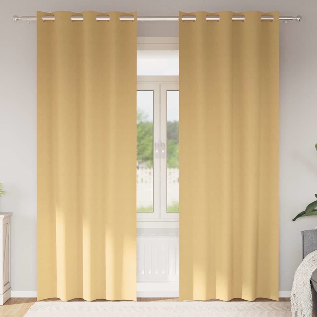 Verdunkelungs-Vorhänge mit Ringen 2 stk. Beige 245 x 140 cm
