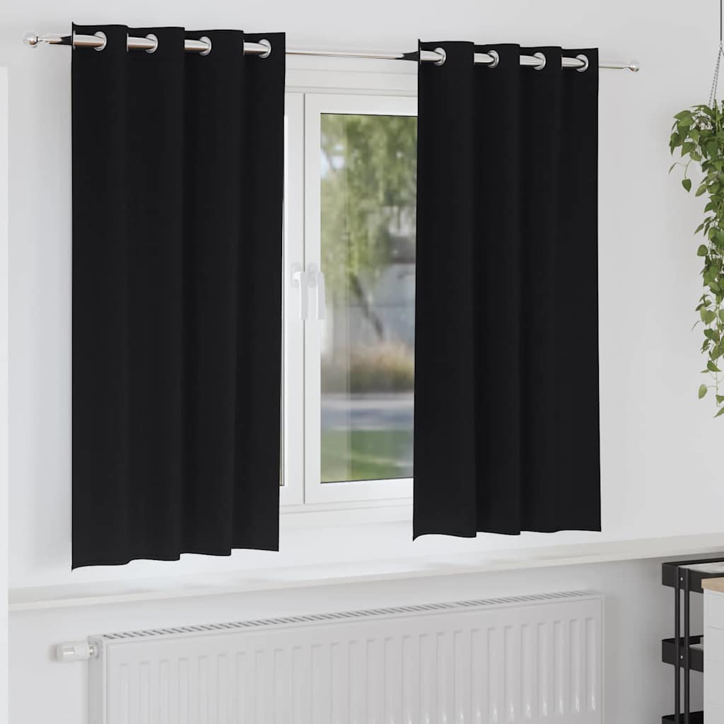 Verdunkelungs-Vorhänge mit Ringen 2 stk. Schwarz 175 x 140 cm