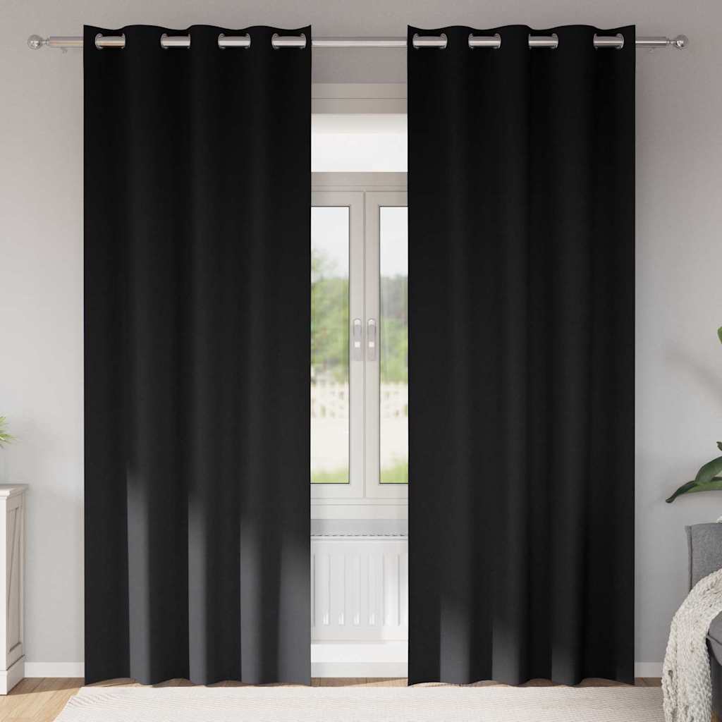 Verdunkelungs-Vorhänge mit Ringen 2 stk. Schwarz 245 x 140 cm