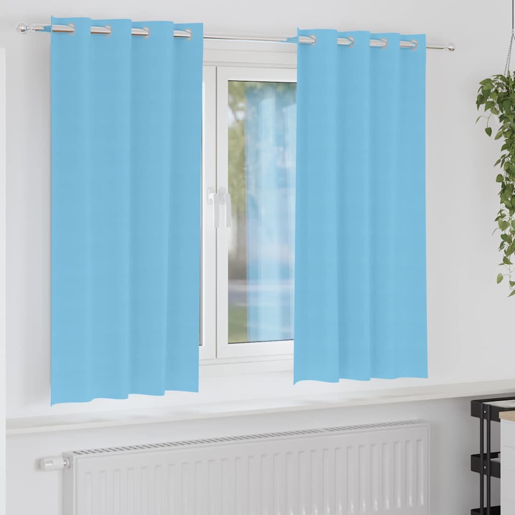 Verdunkelungs-Vorhänge mit Ringen 2 stk. Himmelblau Polyester