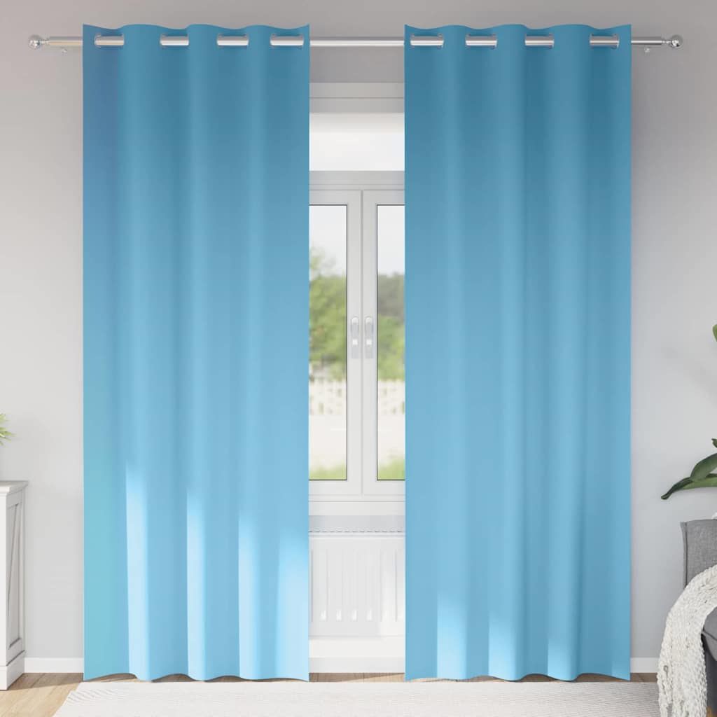 Verdunkelungs-Vorhänge mit Ringen 2 stk. Himmelblau Polyester