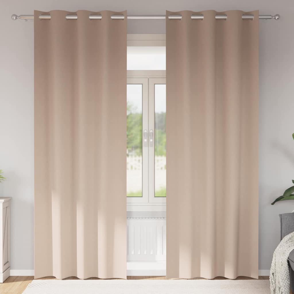Verdunkelungs-Vorhänge mit Ringen 2 stk. Taupe 260 x 140 cm