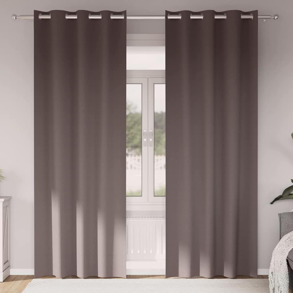 Verdunkelungs-Vorhänge mit Ringen 2 stk. Dunkelbraun Polyester
