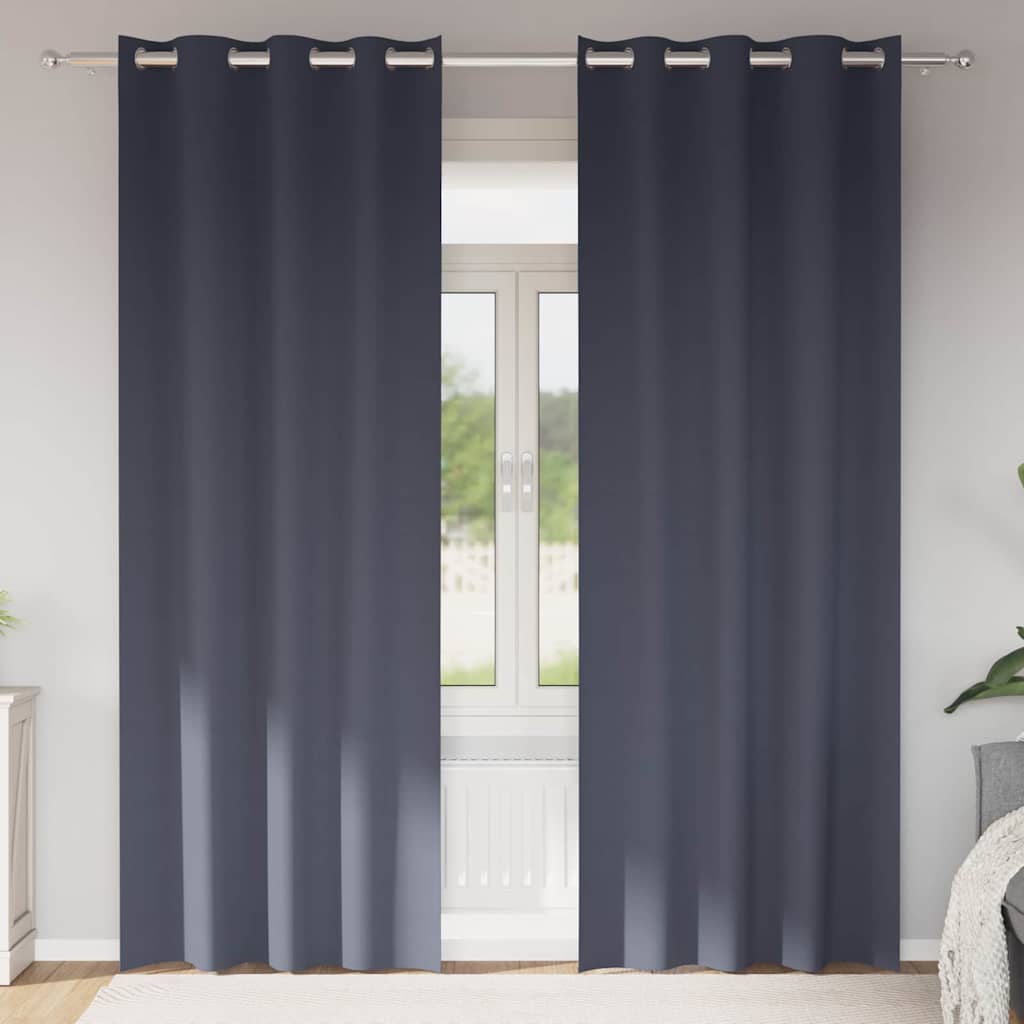 Verdunkelungs-Vorhänge mit Ringen 2 stk. Anthrazit 245 x 140 cm