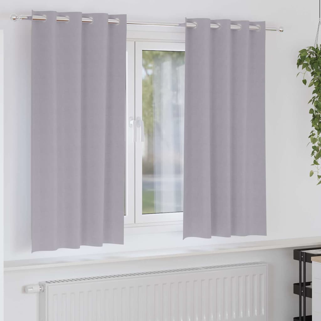 Verdunkelungs-Vorhänge mit Ringen 2 stk. Metallic Grau