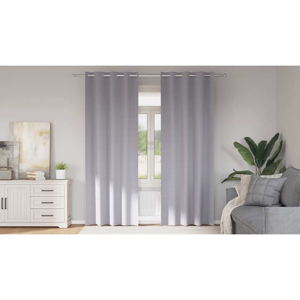 Verdunkelungs-Vorhänge mit Ringen 2 stk. Metallic Grau