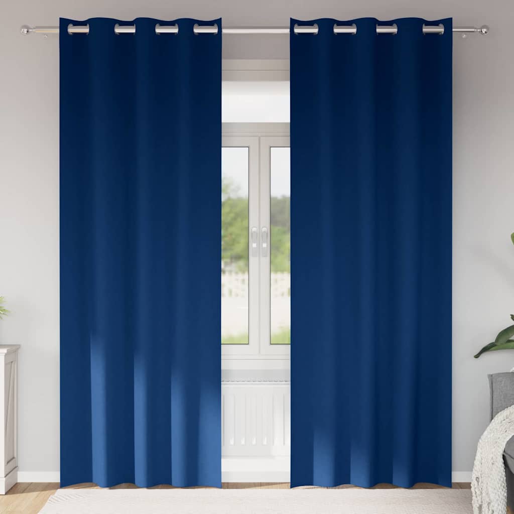 Verdunkelungs-Vorhänge mit Ringen 2 stk. Dunkelblau Polyester
