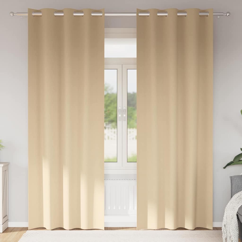 Verdunkelungs-Vorhänge mit Ringen 2 stk. Creme 245 x 140 cm