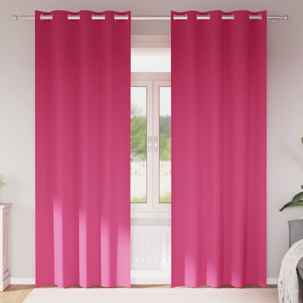 Verdunkelungs-Vorhänge mit Ringen 2 stk. Helles Pink Polyester