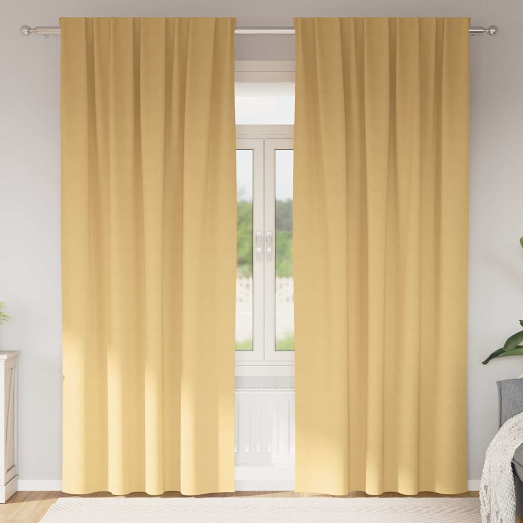 Verdunkelungs-Vorhänge mit Ringen 2 stk. Beige 225 x 140 cm