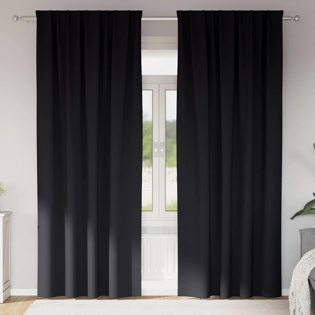 Verdunkelungs-Vorhänge mit Ringen 2 stk. Schwarz 245 x 140 cm