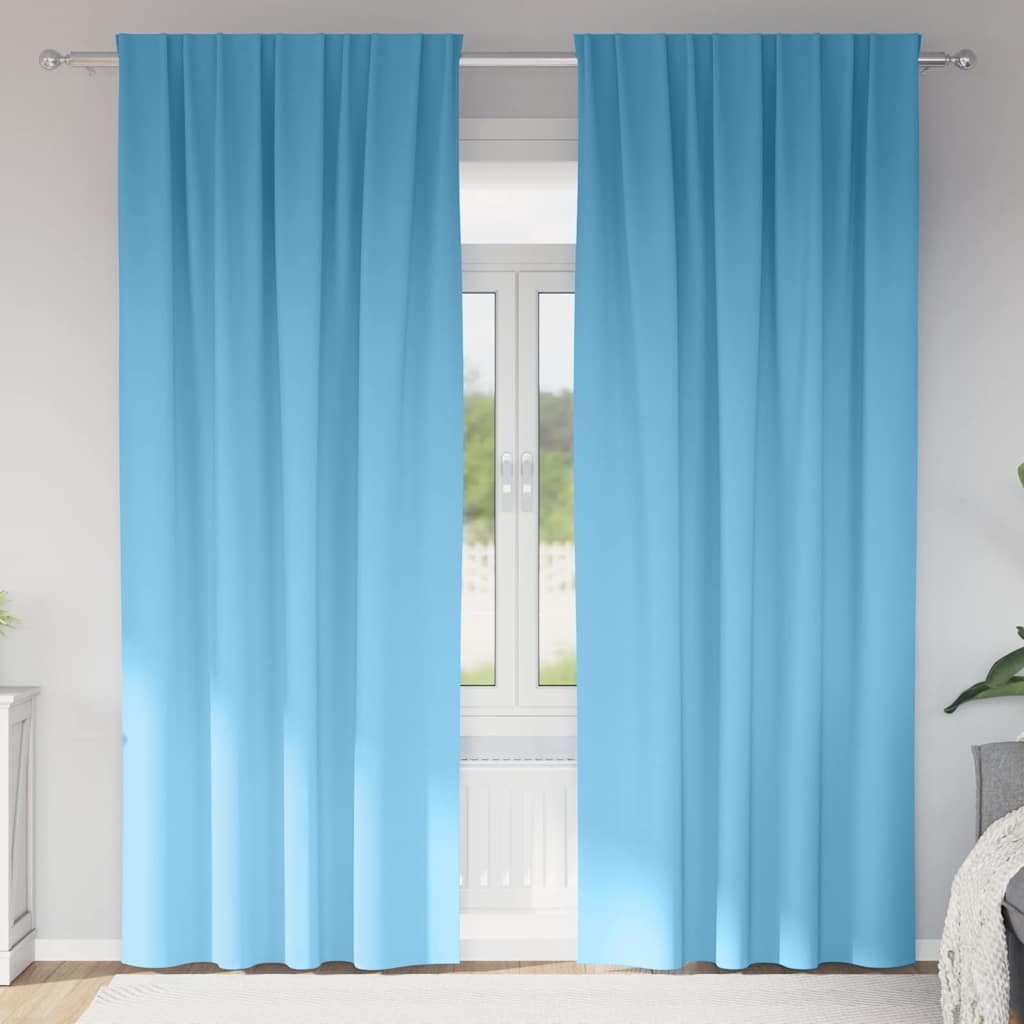 Verdunkelungs-Vorhänge mit Ringen 2 stk. Himmelblau Polyester