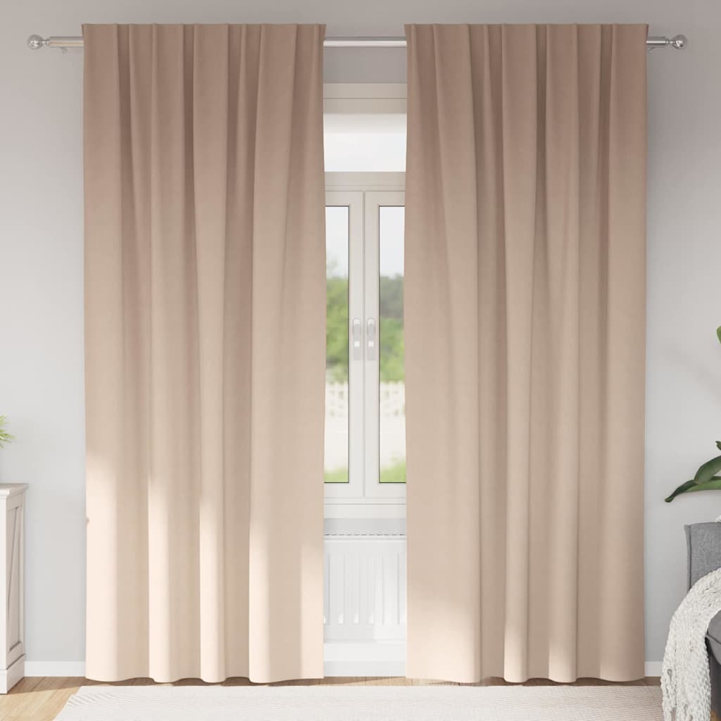 Verdunkelungs-Vorhänge mit Ringen 2 stk. Taupe 225 x 140 cm
