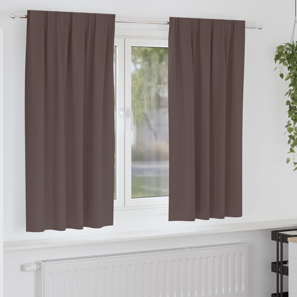 Verdunkelungs-Vorhänge mit Ringen 2 stk. Dunkelbraun Polyester