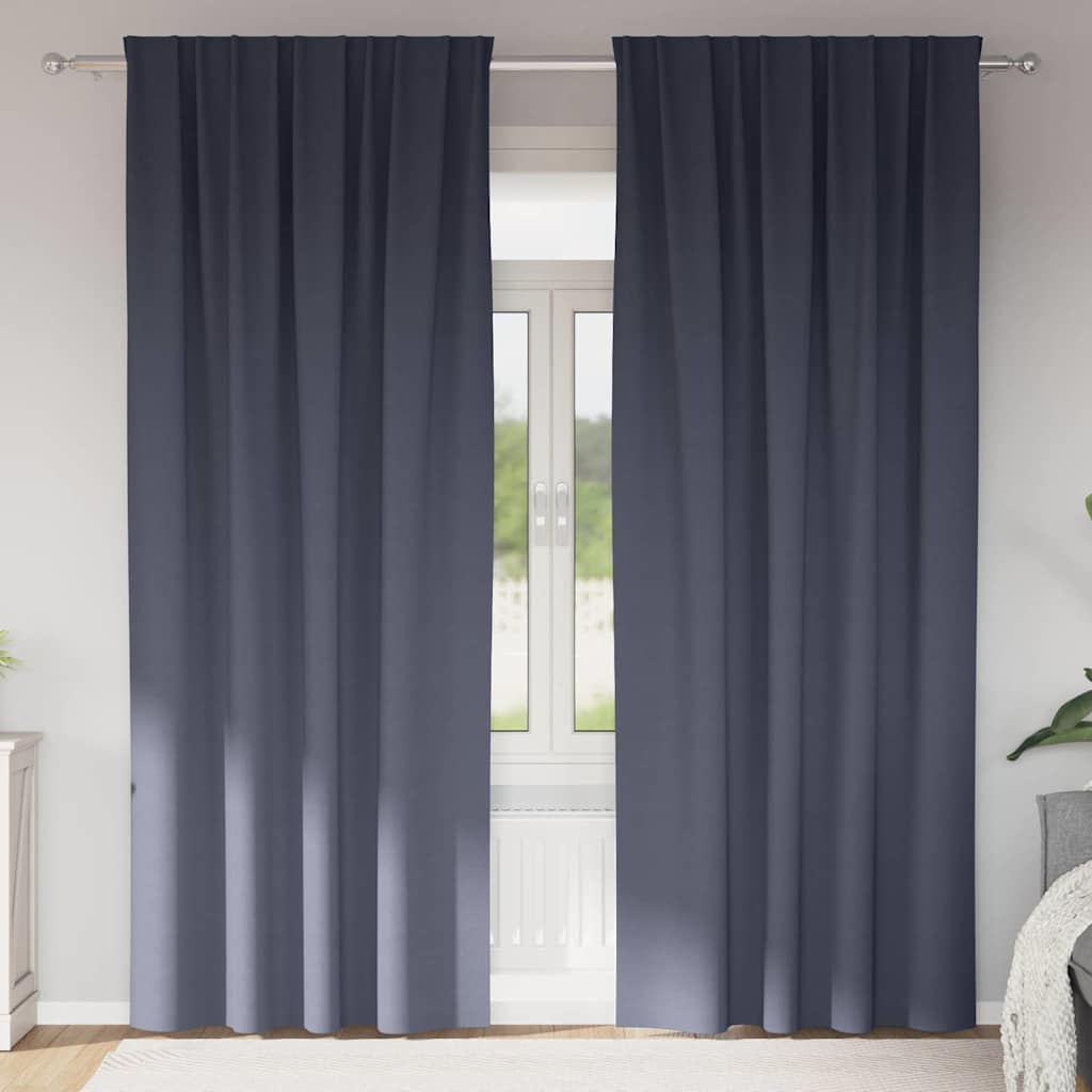 Verdunkelungs-Vorhänge mit Ringen 2 stk. Anthrazit 225 x 140 cm