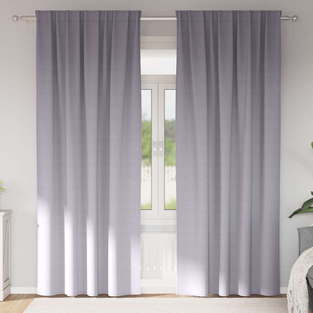 Verdunkelungs-Vorhänge mit Ringen 2 stk. Metallic Grau