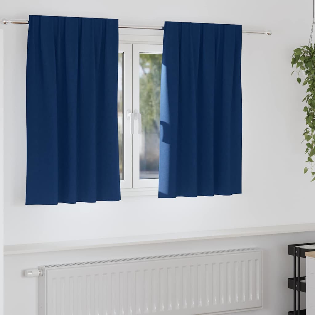 Verdunkelungs-Vorhänge mit Ringen 2 stk. Dunkelblau Polyester
