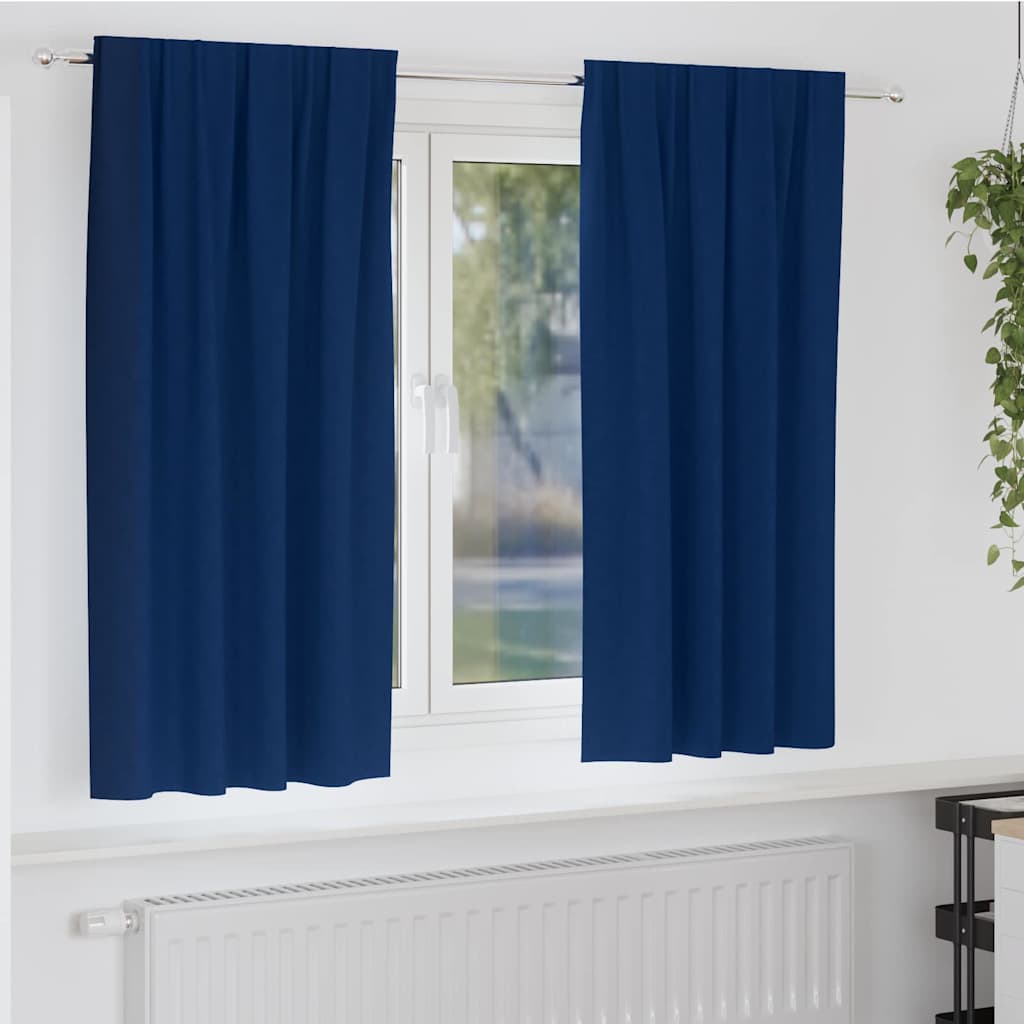 Verdunkelungs-Vorhänge mit Ringen 2 stk. Dunkelblau Polyester