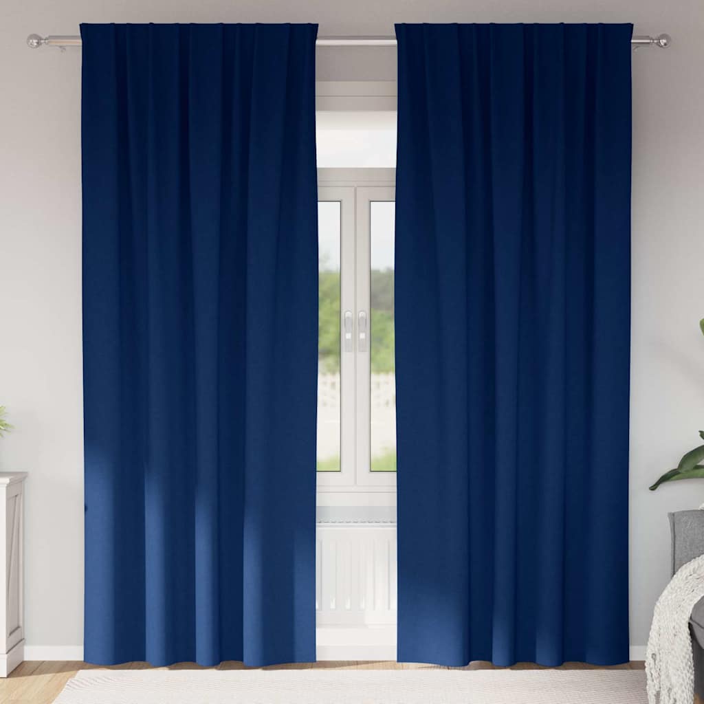 Verdunkelungs-Vorhänge mit Ringen 2 stk. Dunkelblau Polyester
