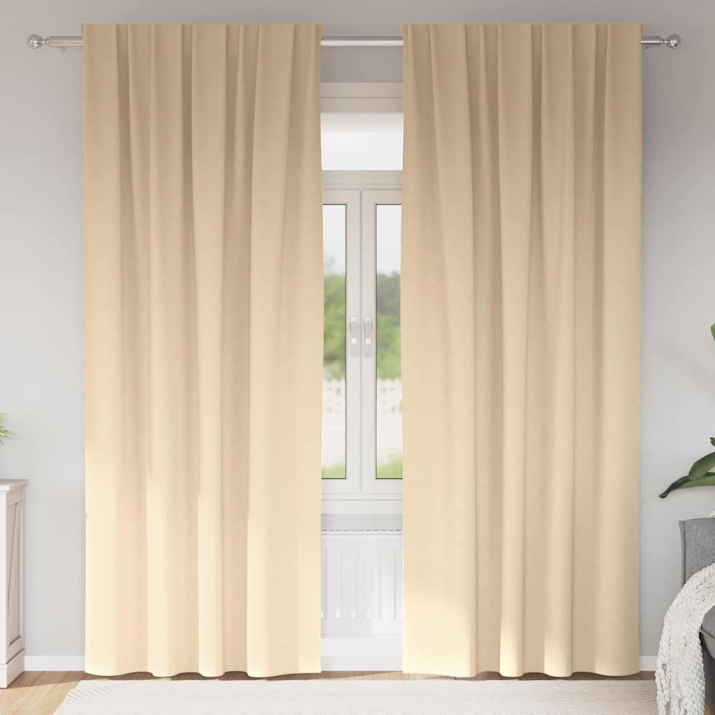 Verdunkelungs-Vorhänge mit Ringen 2 stk. Creme 245 x 140 cm