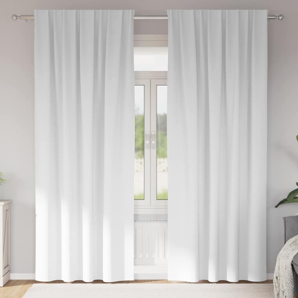 Verdunkelungs-Vorhänge mit Ringen 2 stk. Reinweiß 245 x 140 cm
