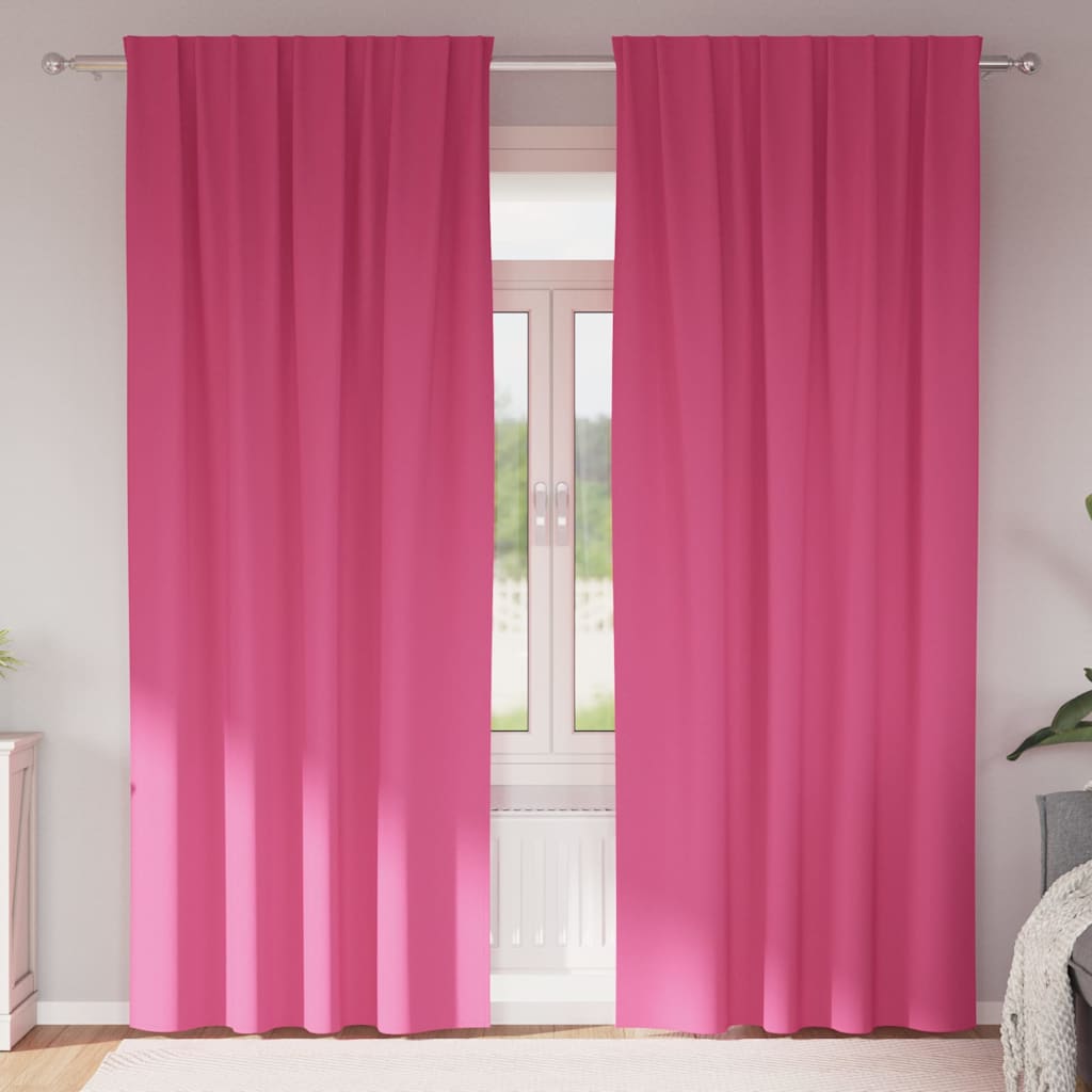 Verdunkelungs-Vorhänge mit Ringen 2 stk. Helles Pink Polyester
