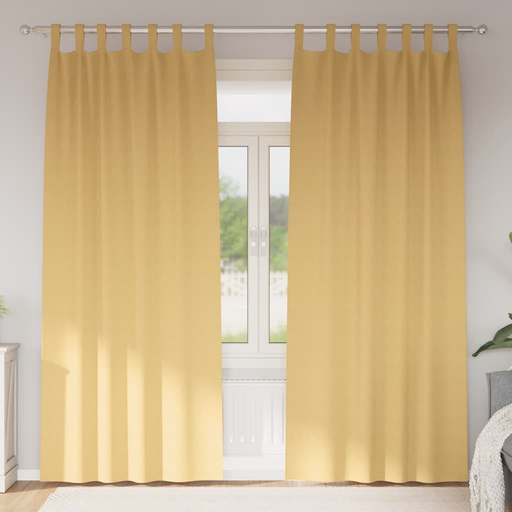 Verdunkelungs-Vorhänge mit Ringen 2 stk. Beige 245 x 140 cm