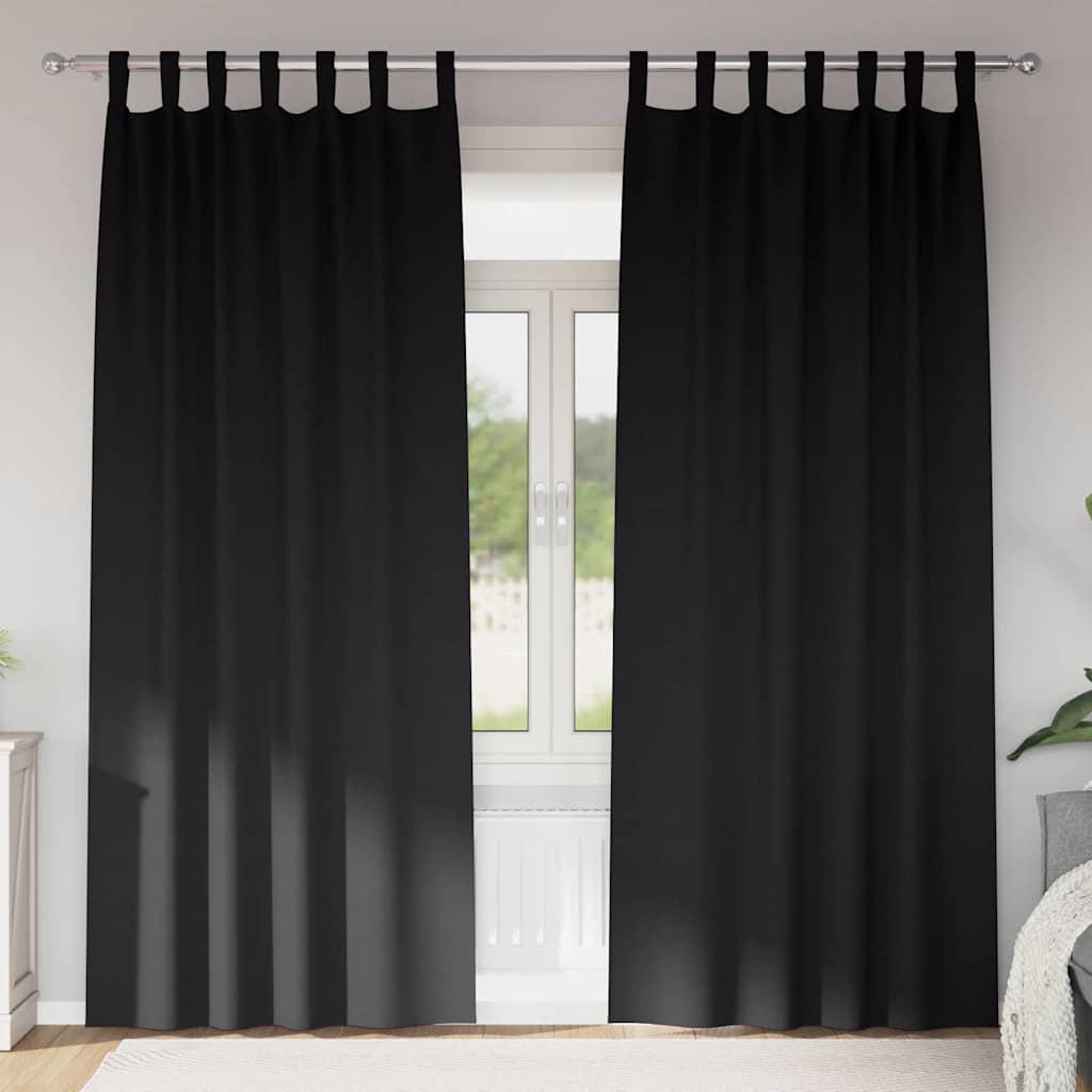 Verdunkelungs-Vorhänge mit Ringen 2 stk. Schwarz 245 x 140 cm
