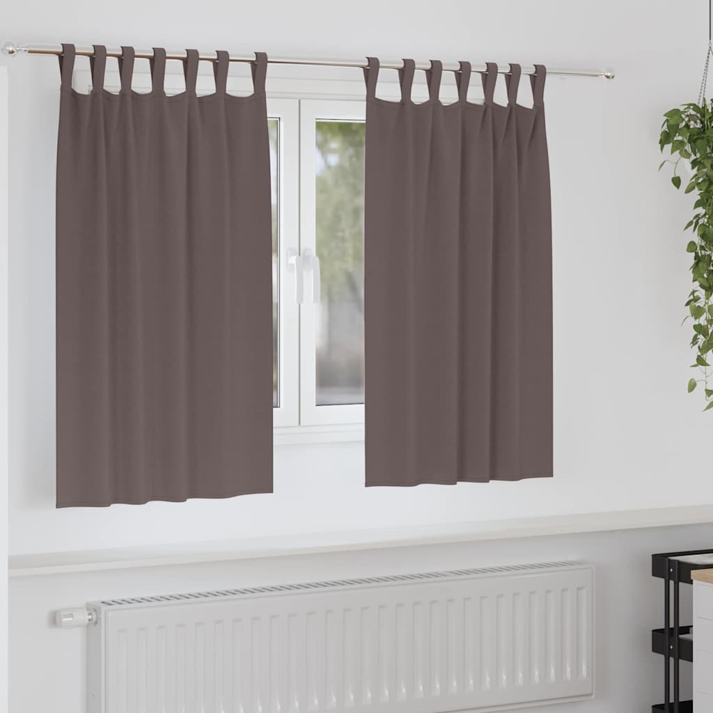 Verdunkelungs-Vorhänge mit Ringen 2 stk. Dunkelbraun Polyester