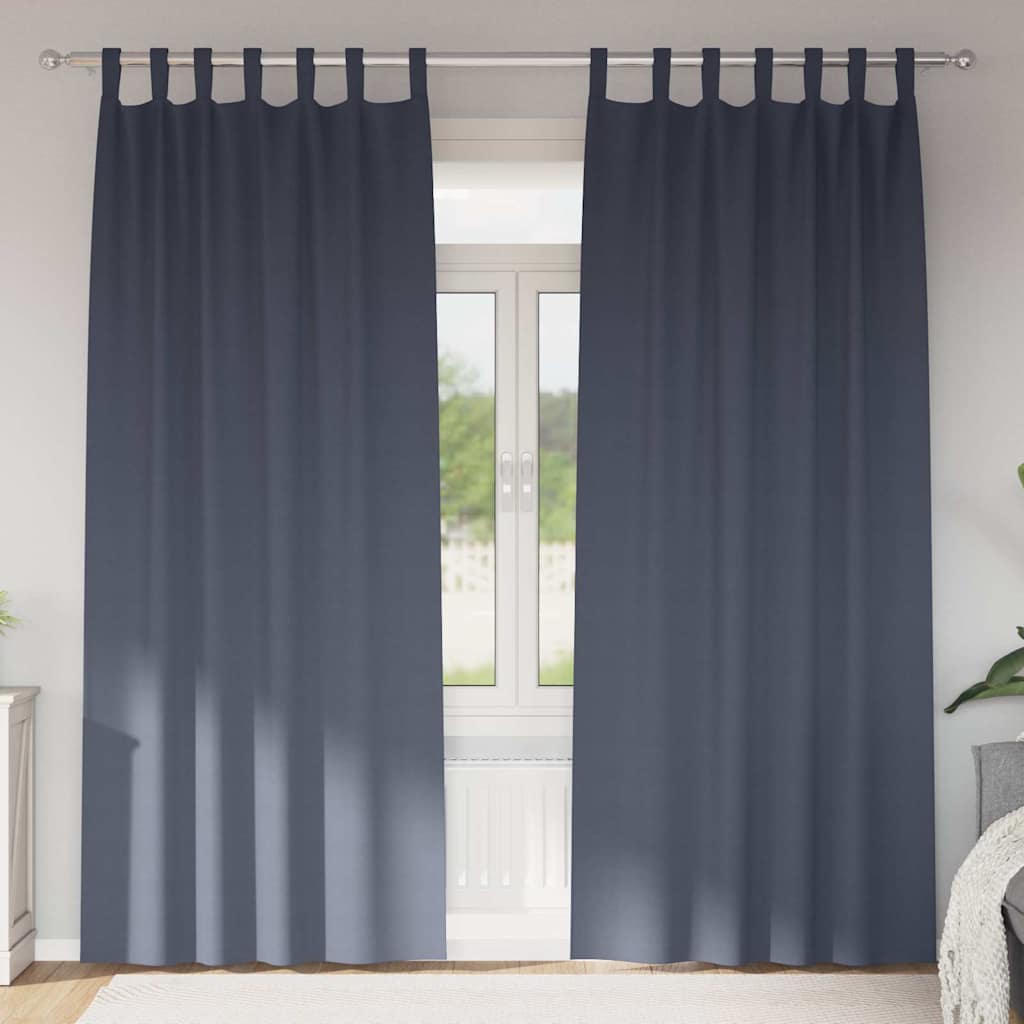 Verdunkelungs-Vorhänge mit Ringen 2 stk. Anthrazit 260 x 140 cm