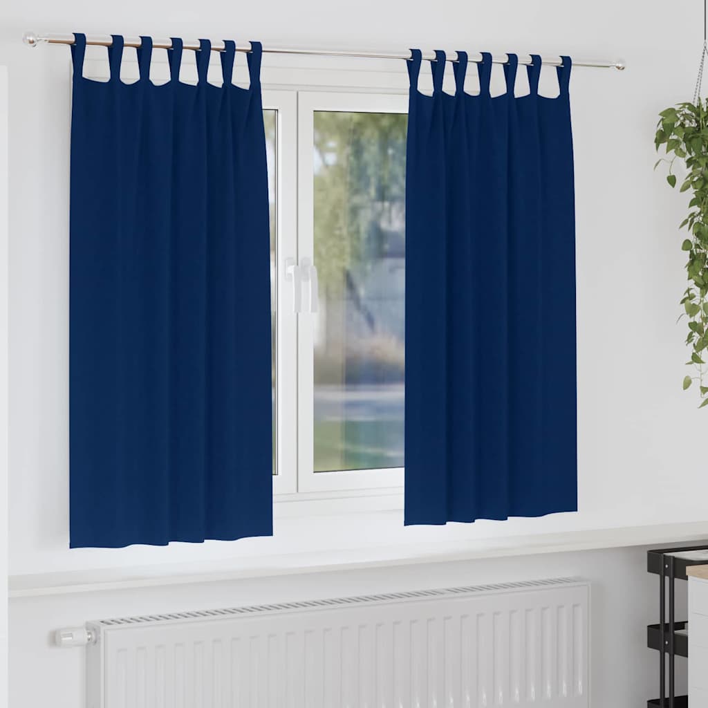 Verdunkelungs-Vorhänge mit Ringen 2 stk. Dunkelblau Polyester