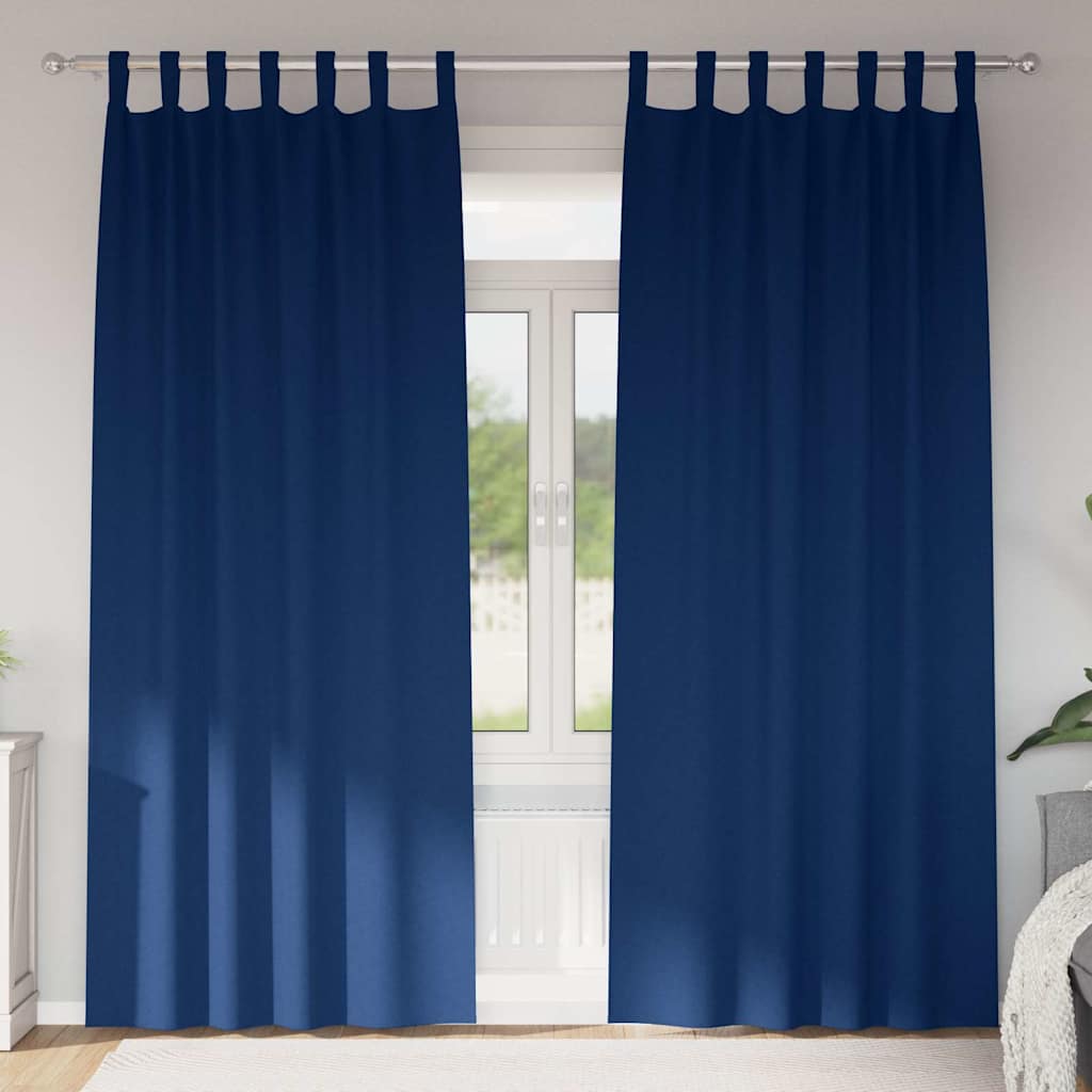Verdunkelungs-Vorhänge mit Ringen 2 stk. Dunkelblau Polyester