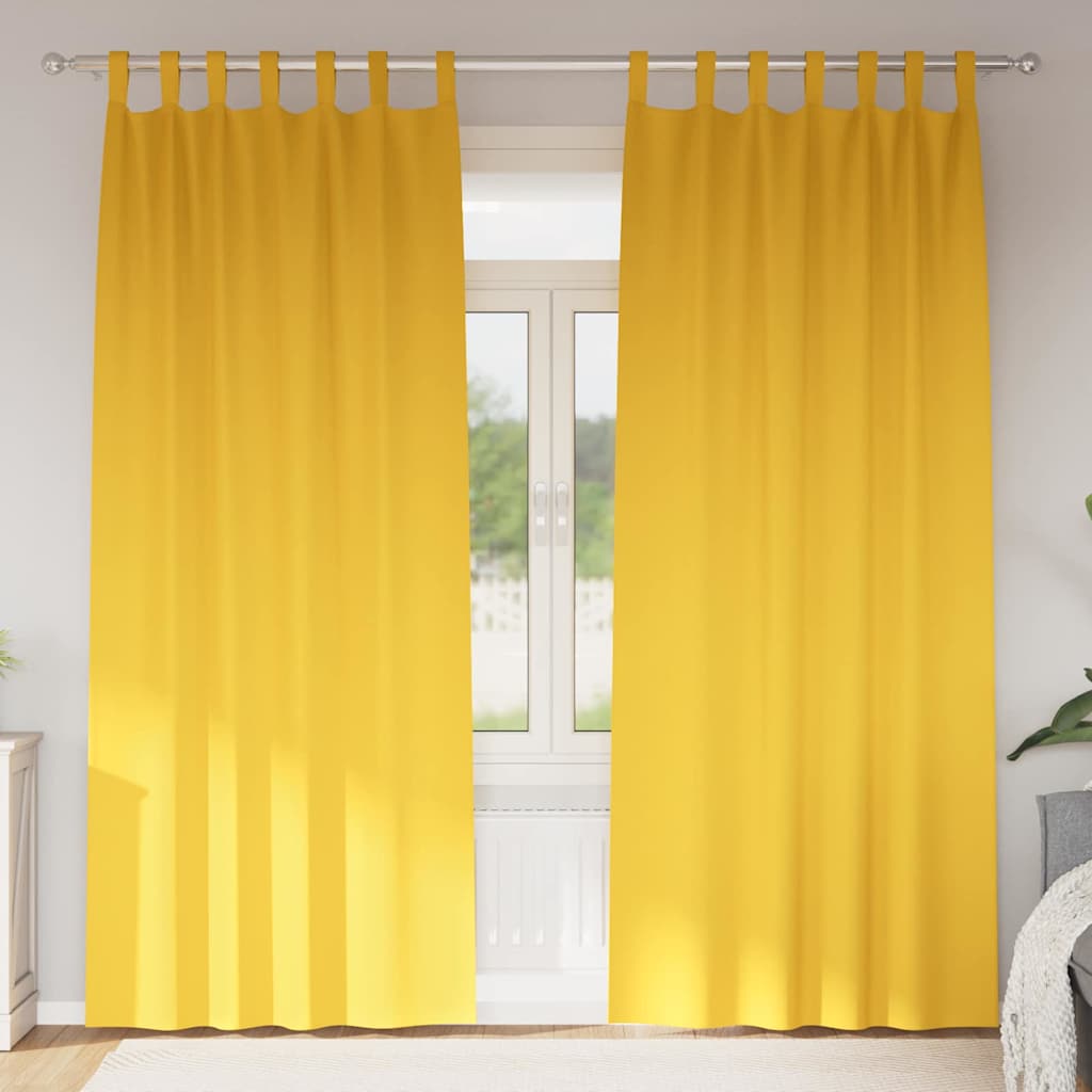 Verdunkelungs-Vorhänge mit Ringen 2 stk. Senfgelb 260 x 140 cm