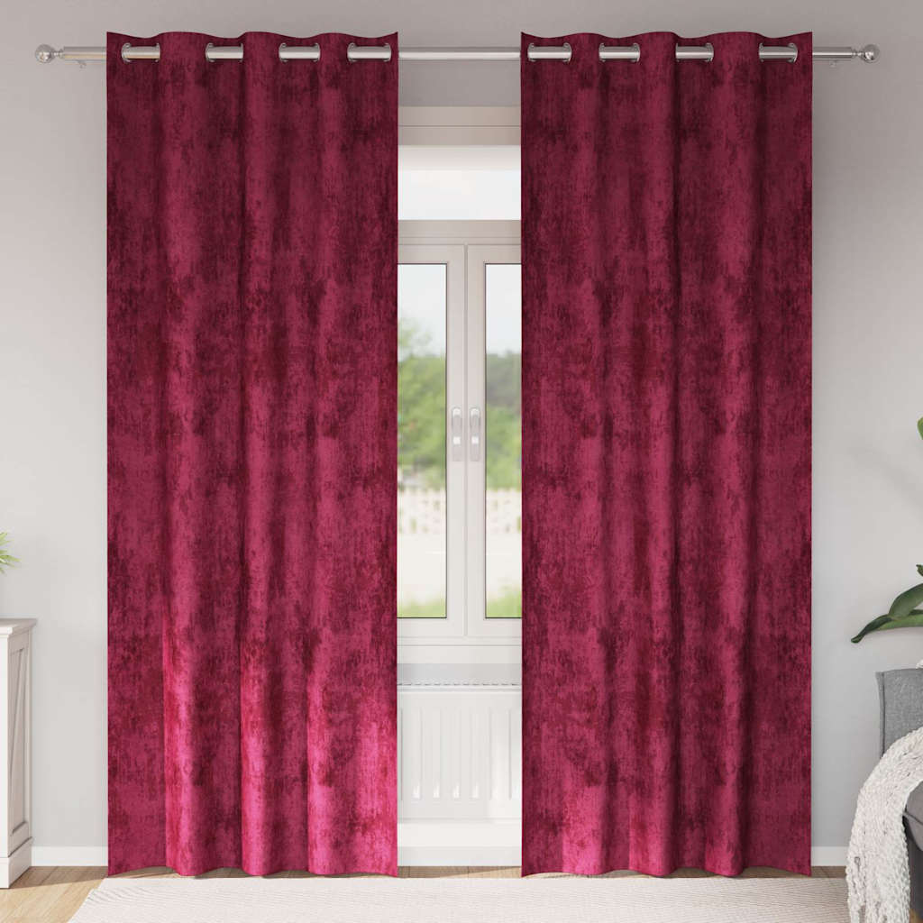 Samtvorhänge 2 stk. Weinrot 225 x 140 cm Samt