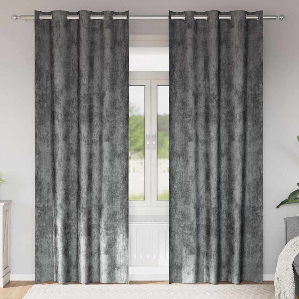 Samtvorhänge 2 stk. Grau 245 x 140 cm Samt