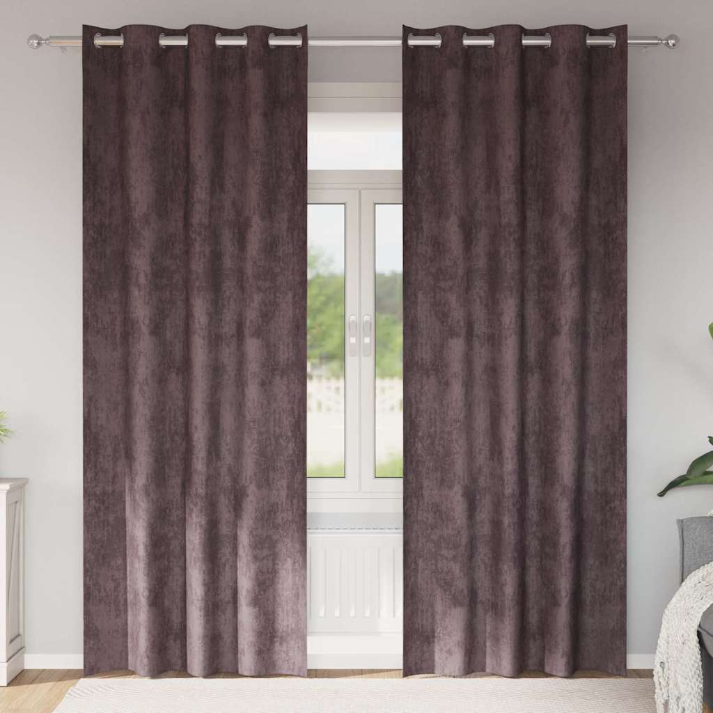 Samtvorhänge 2 stk. Braun 245 x 140 cm Samt