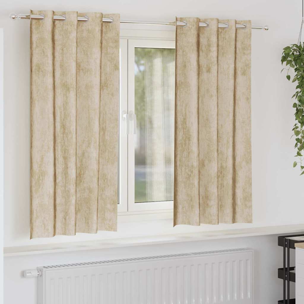 Samtvorhänge 2 stk. Creme 175 x 140 cm Samt