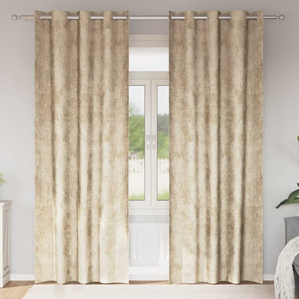 Samtvorhänge 2 stk. Creme 225 x 140 cm Samt