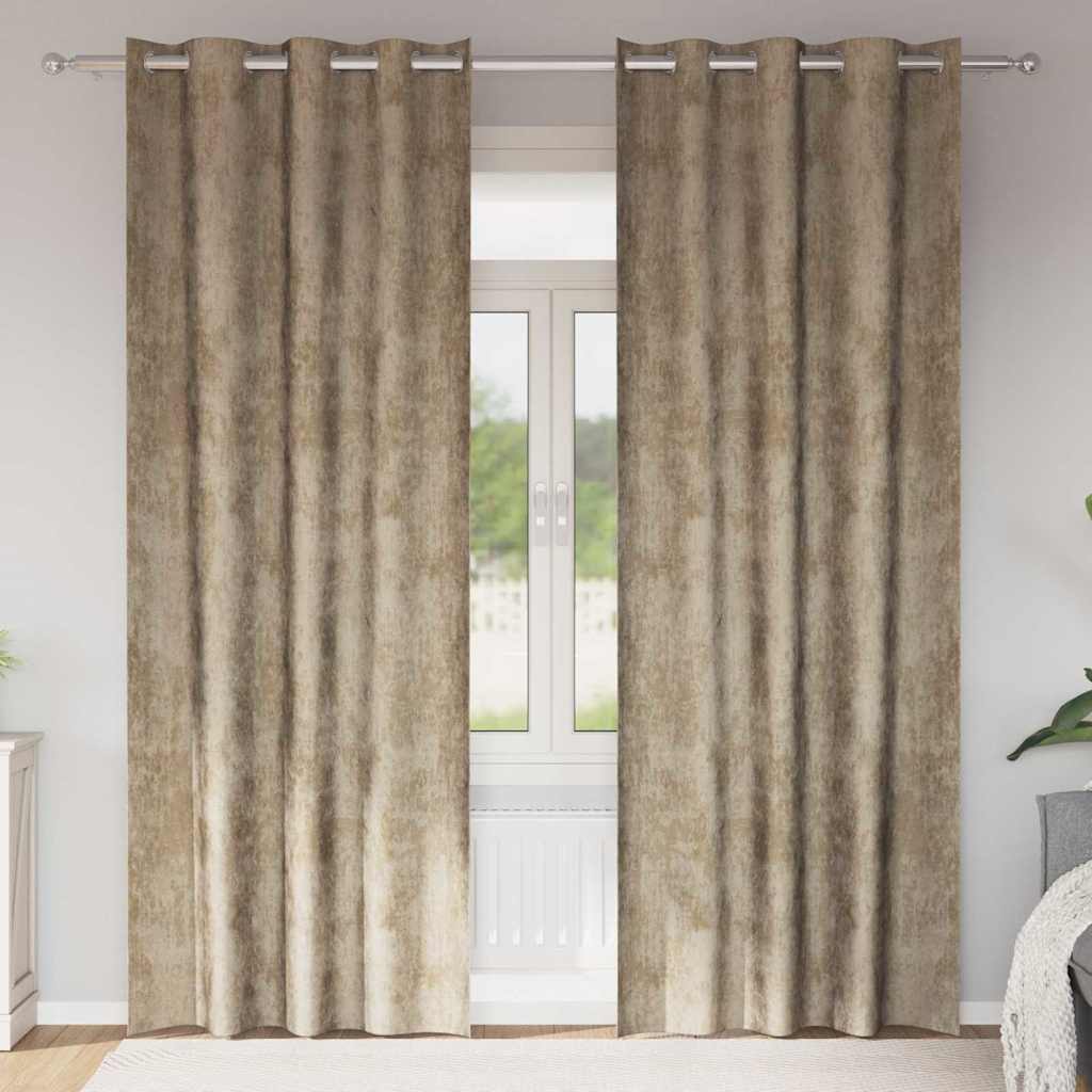 Samtvorhänge 2 stk. Champagner 245 x 140 cm Samt