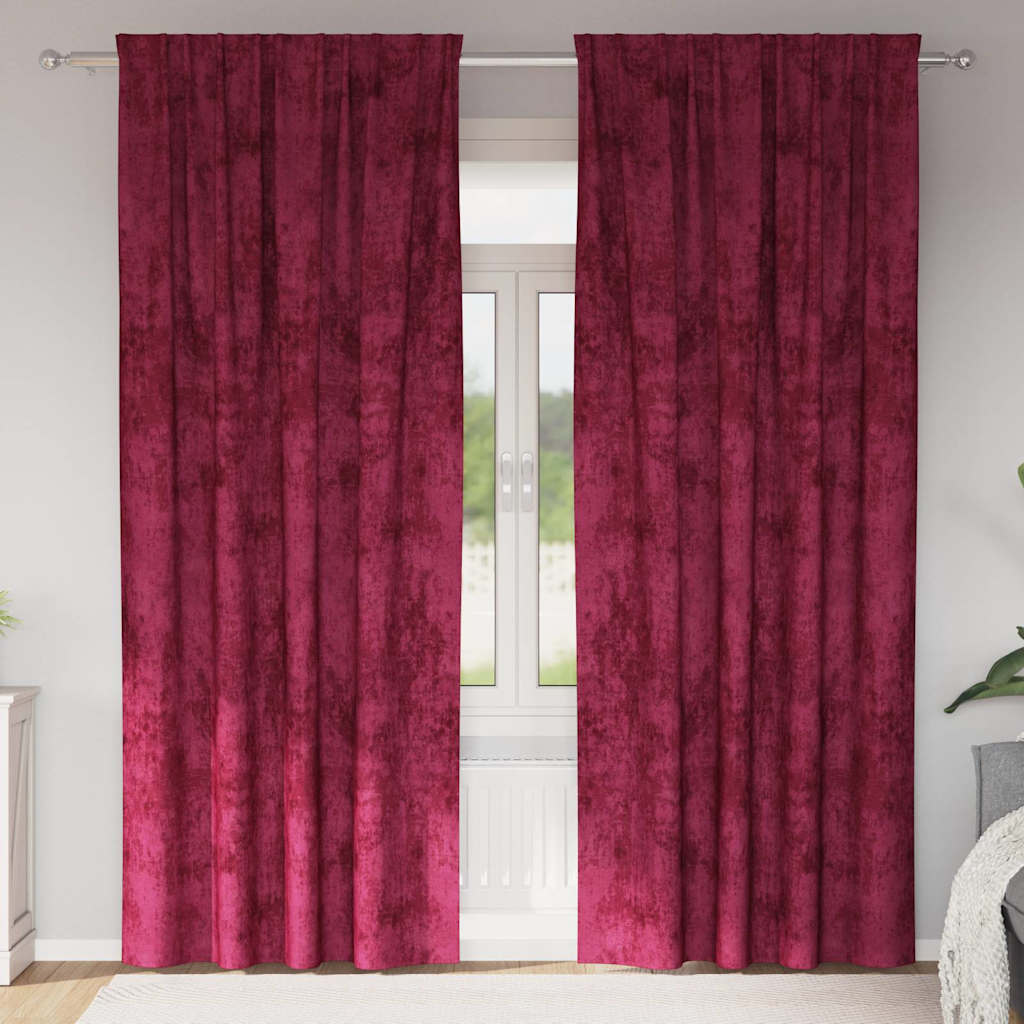 Samtvorhänge 2 stk. Weinrot 260 x 140 cm Samt