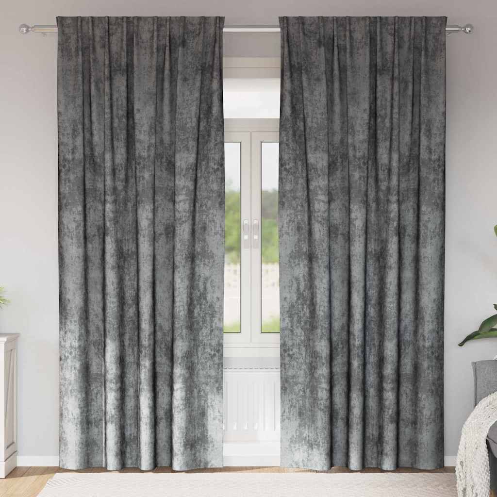 Samtvorhänge 2 stk. Grau 225 x 140 cm Samt