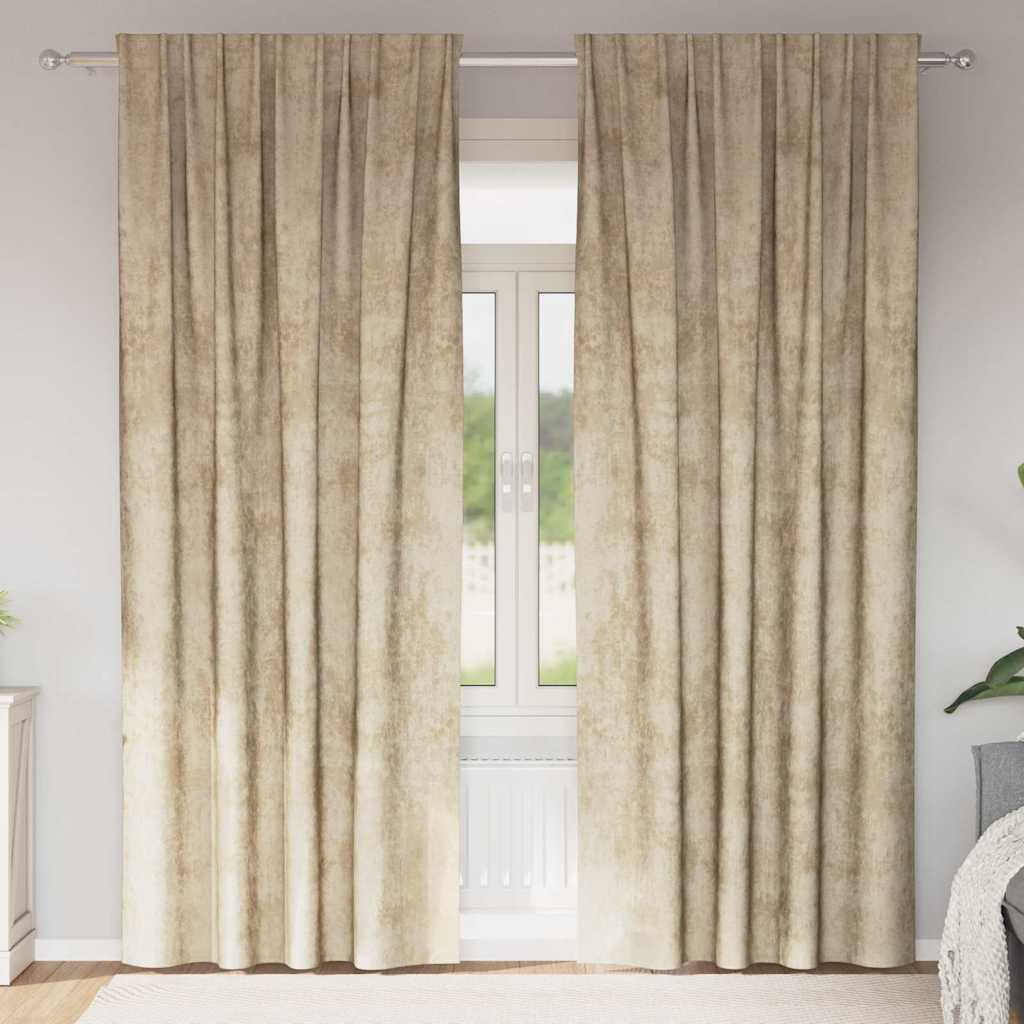 Samtvorhänge 2 stk. Creme 225 x 140 cm Samt