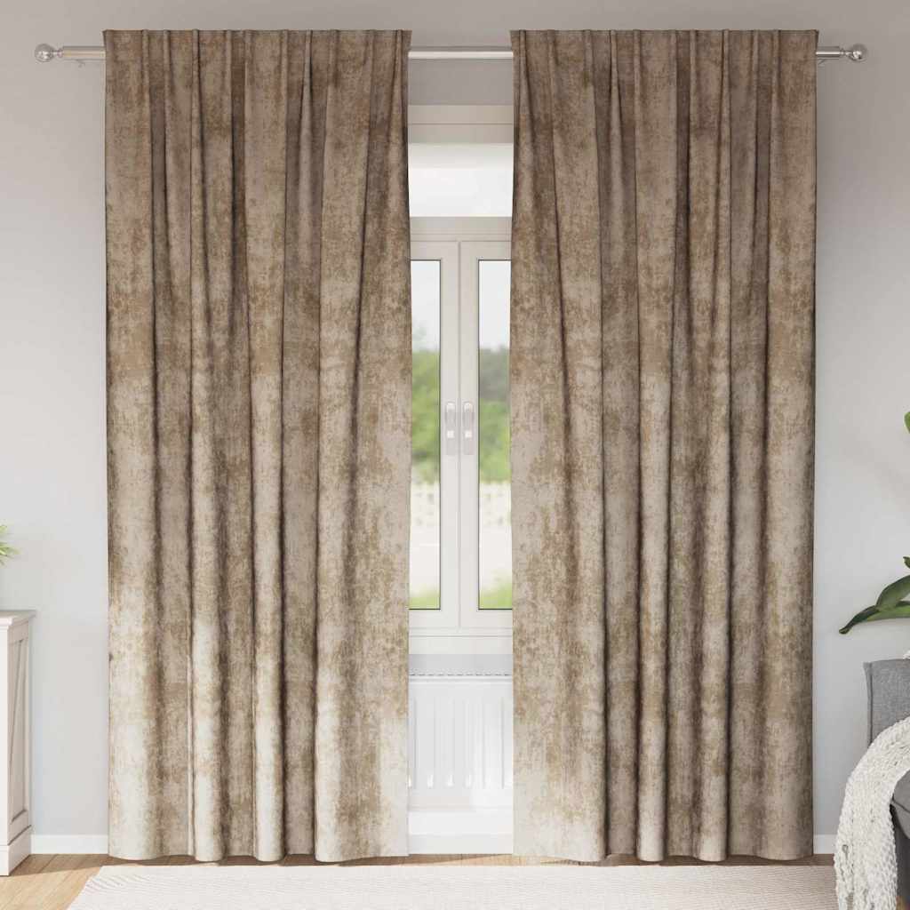 Samtvorhänge 2 stk. Champagner 245 x 140 cm Samt