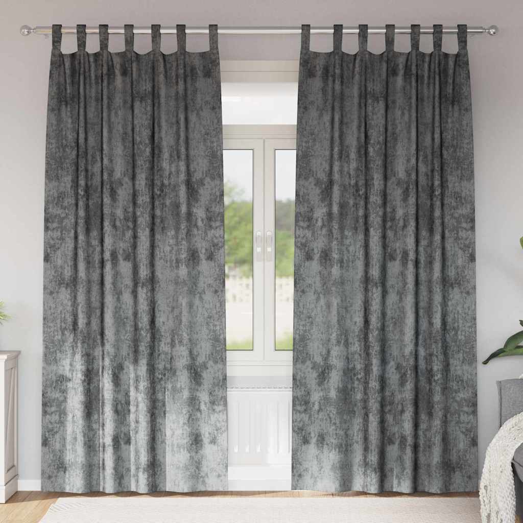 Samtvorhänge 2 stk. Grau 245 x 140 cm Samt
