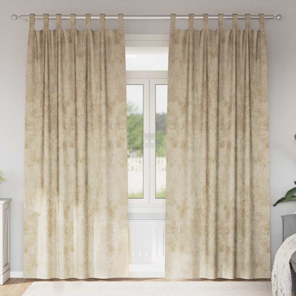 Samtvorhänge 2 stk. Creme 225 x 140 cm Samt