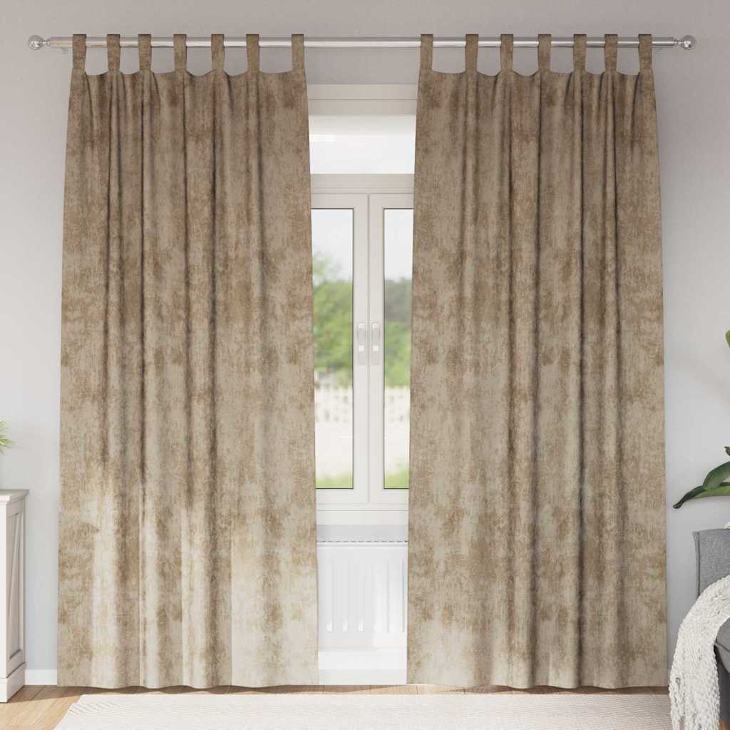 Samtvorhänge 2 stk. Champagner 225 x 140 cm Samt