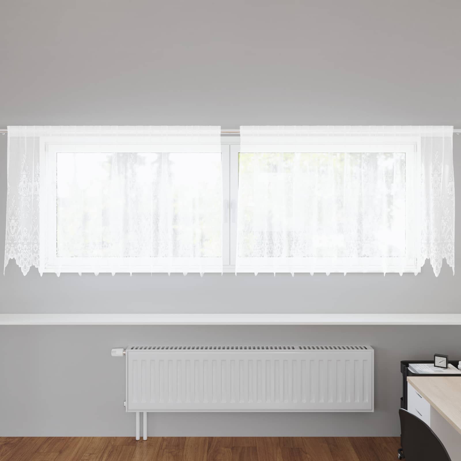 Spitzenvorhang Weiß 80 x 300 cm Polyester